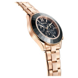 Swarovski Octea Lux Sport Chronograph Black Dial Rose Gold Steel Strap Watch for Women - 5610478