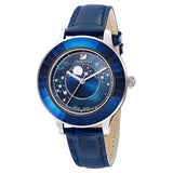 Swarovski Octea Lux Moon Crystal Blue Dial Blue Leather Strap Watch for Women - 5516305 Authentic Buy Shop Now