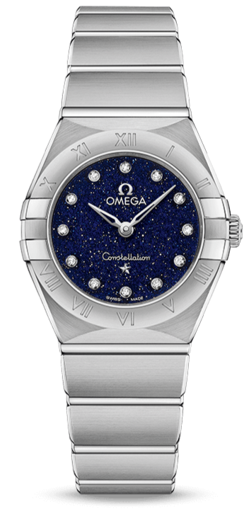 Omega Constellation Manhattan Quartz Diamonds Blue Dial Silver Steel Strap Watch for Women - 131.10.25.60.53.001 Authentic Buy Shop Now
