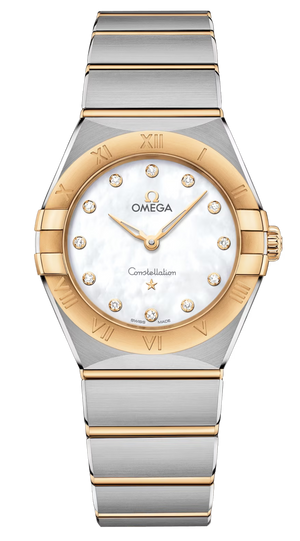 Omega Constellation Manhattan Mother of Pearl Dial Two Tone Steel Strap Watch for Women - 131.20.28.60.55.002 Authentic Buy Shop Now