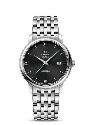 Omega De Ville Prestige Co-Axial Black Dial Silver Steel Strap Watch for Men - 424.10.40.20.01.001 Authentic Buy Shop Now