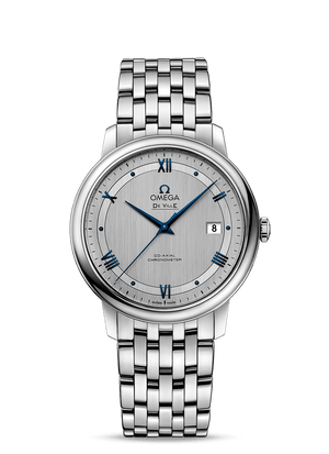 Omega De Ville Prestige Co-Axial Rhodium Silver Dial Silver Steel Strap Watch for Men - 424.10.40.20.02.001 Authentic Buy Shop Now