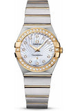 Omega Constellation Diamonds Mother of Pearl Dial Two Tone Steel Strap Watch for Women - 123.25.27.60.55.006 Authentic Buy Shop Now