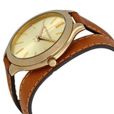 Michael Kors Runway Gold Dial Brown Leather Strap Watch For Women - MK2256 Authentic Buy Shop Now