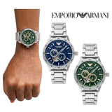Emporio Armani Mario Chronograph Automatic Blue Dial Silver Steel Strap Watch For Men - AR60052 Authentic Buy Shop Now
