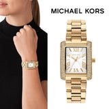 Michael Kors Emery Three-Hand Crystals Silver Dial Gold Steel Strap Watch for Women - MK4640 Authentic Buy Shop Now
