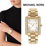 Michael Kors Emery Three-Hand Crystals Silver Dial Gold Steel Strap Watch for Women - MK4643 Authentic Buy Shop Now