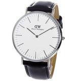 Daniel Wellington Classic Sheffield White Dial Black Leather Strap Watch For Men - DW00100020