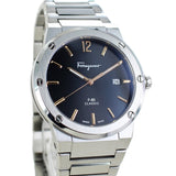 Salvatore Ferragamo F-80 Classic Black Dial Silver Steel Strap Watch for Men - SFDT02423 Authentic Buy Shop Now
