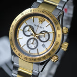 Versace Classic Chronograph Quartz Silver Dial Two Tone Steel Strap Watch For Men - VEV700519 Authentic Buy Shop Now