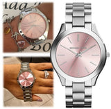 Michael Kors Slim Runway Quartz Pink Dial Silver Steel Strap Watch For Women - MK3380 Authentic Buy Shop Now