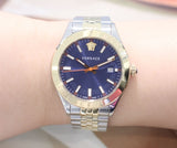 Versace Hellenyium Quartz Blue Dial Two Tone Steel Strap Watch for Men - VEVK00520 Authentic Buy Shop Now