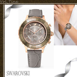 Swarovski Octea Lux Chrono Grey Dial Grey Leather Strap Watch for Women - 5452495 Authentic Buy Shop Now