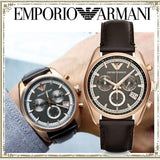 Emporio Armani Chronograph Gray Dial Brown Leather Strap Watch For Men - AR6043 Authentic Buy Shop Now