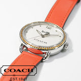 Coach Delancey White Dial Orange Leather Strap Watch for Women - 14502880 Authentic Buy Shop Now