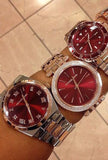 Michael Kors Channing Quartz Red Dial Two Tone Steel Strap Watch For Women - MK6114 Authentic Buy Shop Now