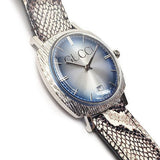 Gucci Grip Vintage Blue Dial Snakeskin Brown Leather Strap Watch for Women - YA152401 Authentic Buy Shop Now