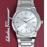 Salvatore Ferragamo F-80 Classic Silver Dial Silver Steel Strap Watch for Men - SFDT02223 Authentic Buy Shop Now