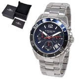 Coach Kent Chronograph Blue Dial Silver Steel Strap Watch for Men - 14602555 Authentic Buy Shop Now