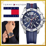 Tommy Hilfiger Nolan Chronograph Blue Dial Blue Rubber Strap Watch for Men - 1791142 Authentic Buy Shop Now