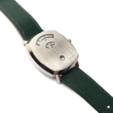 Gucci Grip Silver Dial Green Leather Strap Unisex Watch - YA157412 Authentic Buy Shop Now