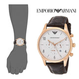 Emporio Armani Beta Chronograph White Dial Brown Leather Strap Watch For Men - AR1916 Authentic Buy Shop Now