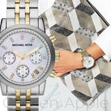 Michael Kors Ritz Chronograph White Dial Two Tone Steel Strap Watch for Women - MK5057 Authentic Buy Shop Now
