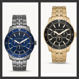 Michael Kors Cunningham Multifunction Black Dial Gold Steel Strap Watch For Men - MK7154 Authentic Buy Shop Now