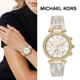 Michael Kors Parker Chronograph White Dial White Leather Strap Watch For Women - MK6916 Authentic Buy Shop Now