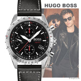 Hugo Boss Aero Chronograph Black Dial Black Leather Strap Watch for Men - 1513770 Authentic Buy Shop Now