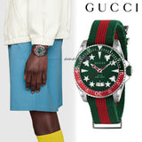 Gucci Dive Quartz Green Dial Two Tone NATO Strap Watch For Men - YA136339 Authentic Buy Shop Now