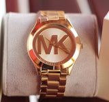 Michael Kors Slim Runway Analog Gold Dial Gold Steel Strap Watch For Women - MK3739 Authentic Buy Shop Now