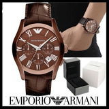 Emporio Armani Valente Classic Brown Dial Brown Leather Strap Watch For Men - AR1609 Authentic Buy Shop Now