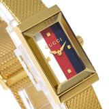 Gucci G Frame Quartz Diamonds White Red Blue Dial Gold Mesh Bracelet Watch For Women - YA147511 Authentic Buy Shop Now