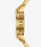 Tory Burch Classic Chronograph White Dial Gold Steel Strap Watch for Women - TBW1032 Authentic Buy Shop Now