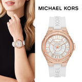 Michael Kors Lennox Three-Hand Crystals Dial White Silicone Strap Watch For Women - MK7248 Authentic Buy Shop Now