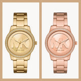 Michael Kors Tibby Three Hand Gold Dial Gold Steel Strap Watch For Women - MK6879 Authentic Buy Shop Now