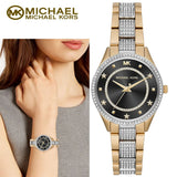 Michael Kors Lauryn Crystal Pave Black Dial Two Tone Steel Strap Watch For Women - MK4403 Authentic Buy Shop Now