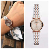 Emporio Armani Gianni T Bar Grey Dial Two Tone Steel Strap Watch For Women - AR1841 Authentic Buy Shop Now