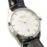 Gucci G Timeless Automatic Silver Dial Black Leather Strap Unisex Watch - YA126468 Authentic Buy Shop Now