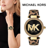Michael Kors Parker Black Dial Cheetah Print Brown Leather Strap Watch For Women - MK4723 Authentic Buy Shop Now