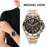 Michael Kors Everest Chronograph Black Dial Two Tone Steel Strap Watch For Women - MK7209 Authentic Buy Shop Now