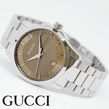 Gucci G Timeless Brown Dial Silver Steel Strap Watch For Men - YA126445 Authentic Buy Shop Now