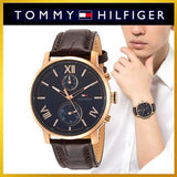 Tommy Hilfiger Aiden Quartz Blue Dial Brown Leather Strap Watch for Men - 1791308 Authentic Buy Shop Now