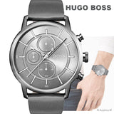 Hugo Boss Architectural Grey Dial Grey Leather Strap Watch for Men - 1513570 Authentic Buy Shop Now