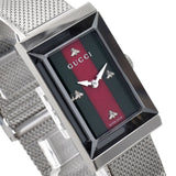 Gucci G Frame Red and Green Dial Silver Mesh Bracelet Watch For Women - YA147401 Authentic Buy Shop Now