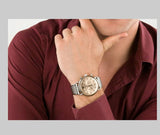 Emporio Armani Aviator Chronograph Beige Dial Silver Steel Strap Watch For Men - AR11239 Authentic Buy Shop Now