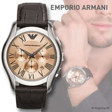 Emporio Armani Valente Chronograph Brown Dial Brown Leather Strap Watch For Men - AR1785 Authentic Buy Shop Now