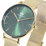 Daniel Wellington Petite Emerald Green Dial Gold Mesh Strap Watch For Women - DW00100480 Authentic Buy Shop Now