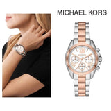 Michael Kors Bradshaw Chronograph White Dial Two Tone Steel Strap Watch For Women - MK7258 Authentic Buy Shop Now